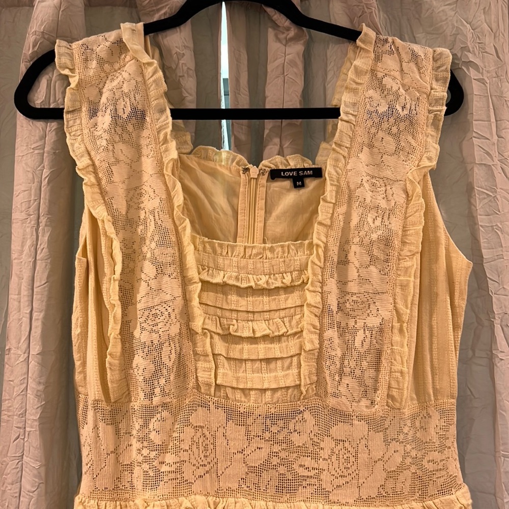 Love Sam pastel yellow lace mini dress